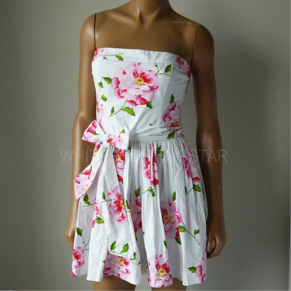 NWT Abercrombie and Fitch Strapless Payton Floral Sun Dress Y2K Tropical Preppy
